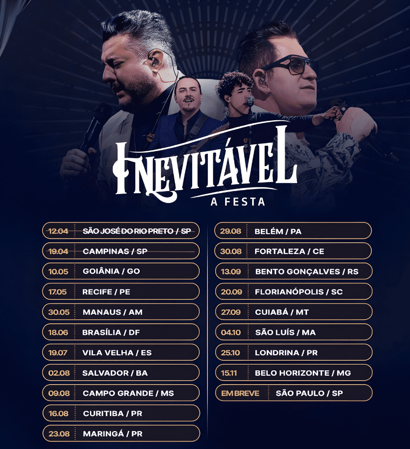 Inevitável 2025: Ingressos e Datas da Nova Turnê de Bruno & Marrone 5
