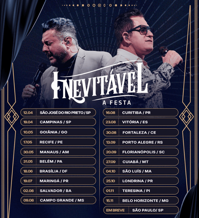 Inevitável 2025: Ingressos e Datas da Nova Turnê de Bruno & Marrone 1