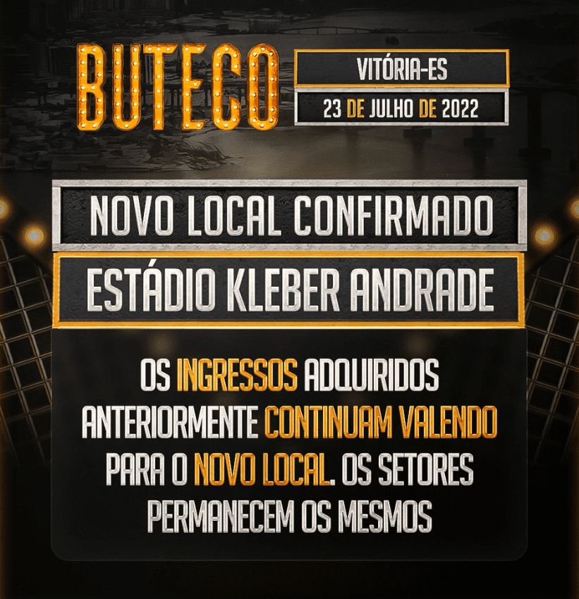Buteco Vitória 2022 – Alteração do local - Comunicado Oficial 2
