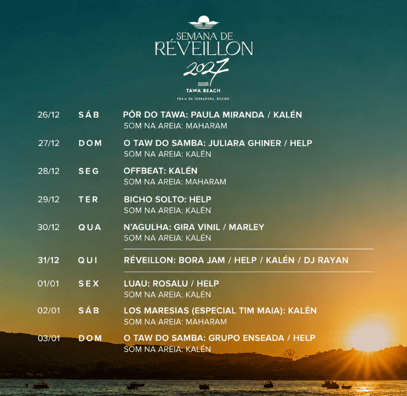 Réveillon Tawa Beach 2026/2027